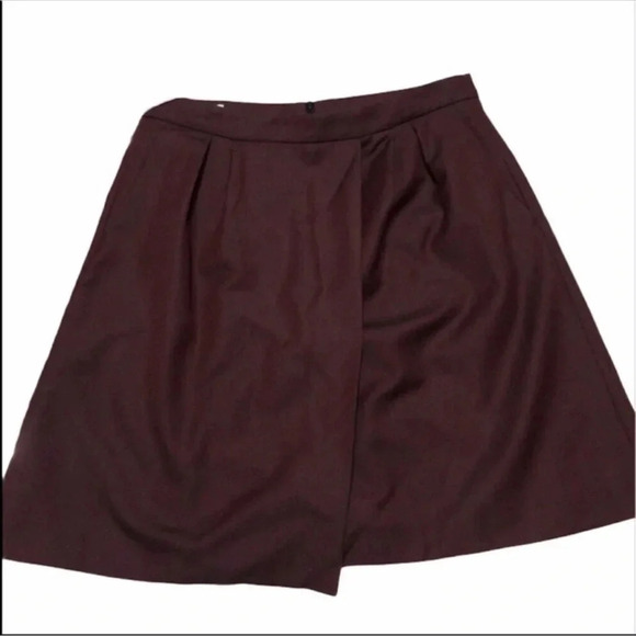 NWT Faconnable Egg Plant Pleated Faux Wrap Skirt - Picture 8 of 10